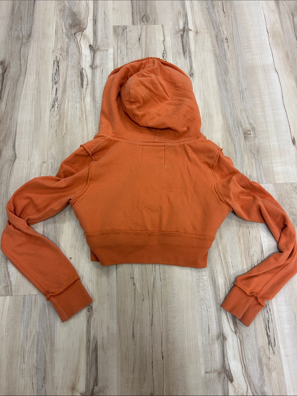 Stylish Cropped Orange Zip-Up Hoodie with Sherpa Lined Hood image 4
